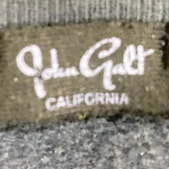 John Galt California navy cotton blend sweatshirt red ivory stripe medium - Picture 9 of 10